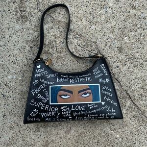OOAK edgy faux leather shoulder bag